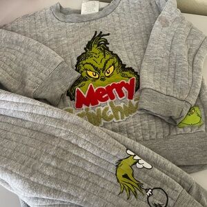 Toddler Gray Grinch Graphic Sweatshirt Set